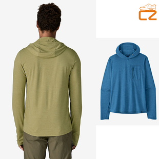 巴塔哥尼亚26款Patagonia C1速干光板基础40UPF防晒男款连帽长袖T