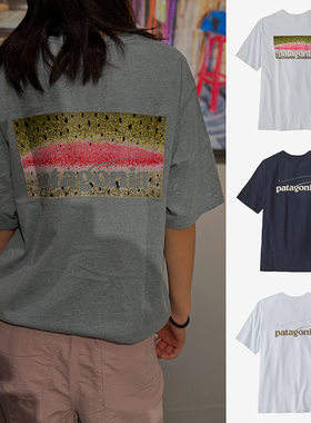 巴塔哥尼亚26新款Patagonia  海浪LOGO图案 男女同款混纺短袖T恤