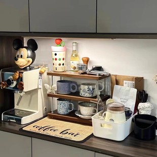 中古胡桃色实木咖啡杯杯架餐边柜咖啡角咖啡器具展示马克杯收纳架