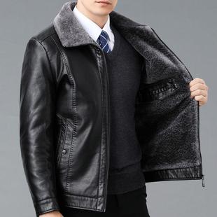 头层牛皮真皮夹克皮衣海宁男士高端加绒加厚皮毛一体中年爸爸装冬