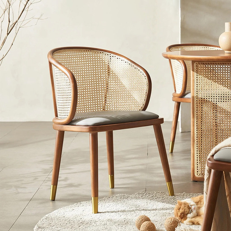 中古藤编实木餐椅软包久坐舒服围椅子靠背侘寂风复古北欧喝茶主人,住宅家具,餐椅,淘宝优惠券,粉丝福利购,淘宝优惠卷