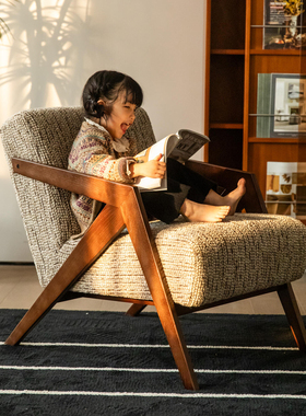 理查德椅法式客厅设计师款中复古风酒店民宿休闲轻奢阳台单人沙发