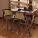 移动茶台客厅小餐桌实木茶几泡茶桌小户型家用藤编椅子组合三件套