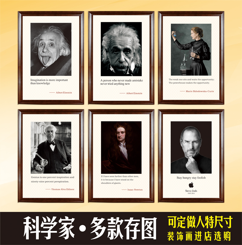 爱因斯坦居里夫人实验科学家海报