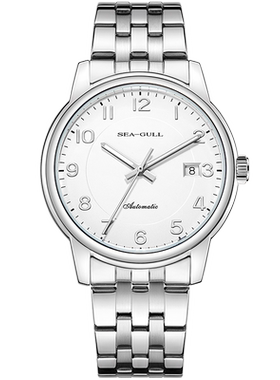 海鸥表男士经典简约商务休闲钢带自动机械手表男款男表6174