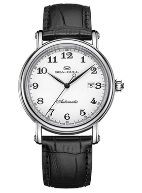 海鸥表男士手表休闲经典带日历简约百搭商务简洁机械腕表1054