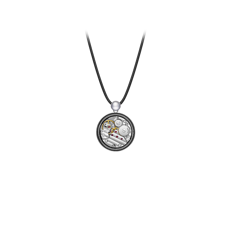 海鸥时来运转花丝镶嵌工艺机械芯吊坠小众男女款项链