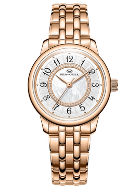 海鸥表女士手表轻奢时尚镶钻贝母复古绽放女士机械腕表1065L