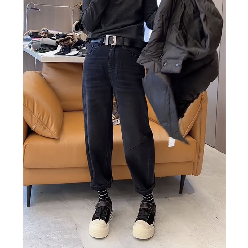 2025年秋冬新款加绒九分牛仔裤女显瘦哈伦裤大码遮肉洋气老爹裤子,女装/女士精品,牛仔裤,淘宝优惠券,粉丝福利购,淘宝优惠卷