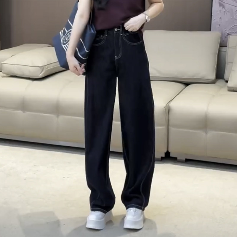 2025春季新款牛仔裤女大码显瘦直筒裤宽松加绒阔腿裤遮肉拖地长裤,女装/女士精品,牛仔裤,淘宝优惠券,粉丝福利购,淘宝优惠卷