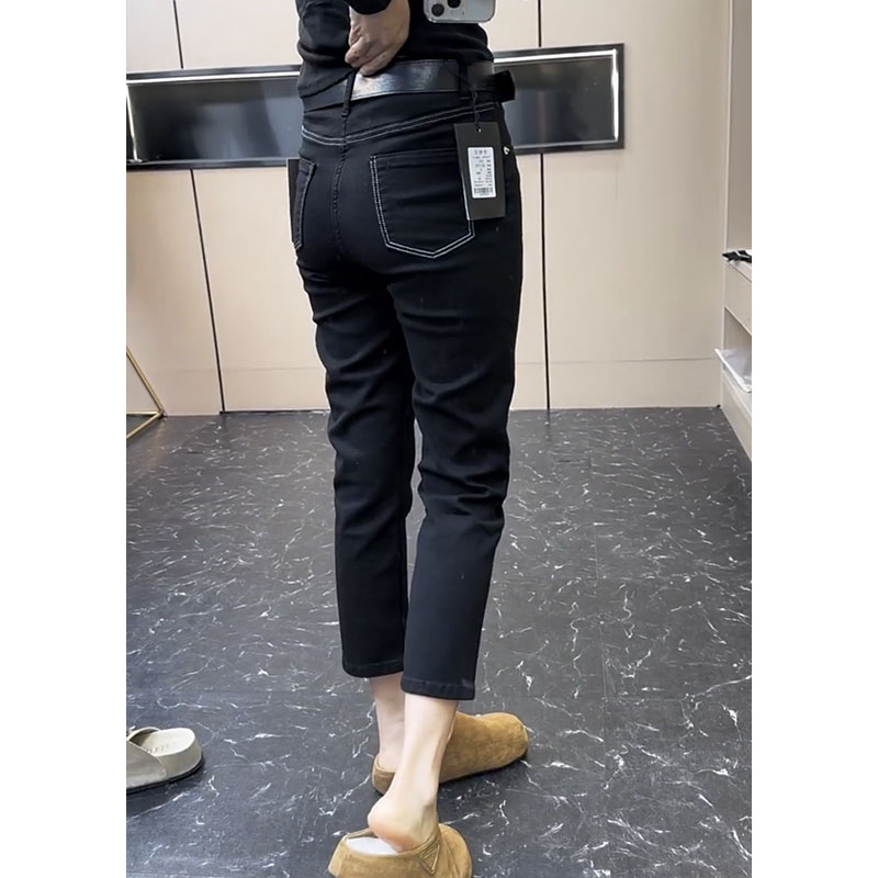 显瘦遮肉微弹八分烟管裤