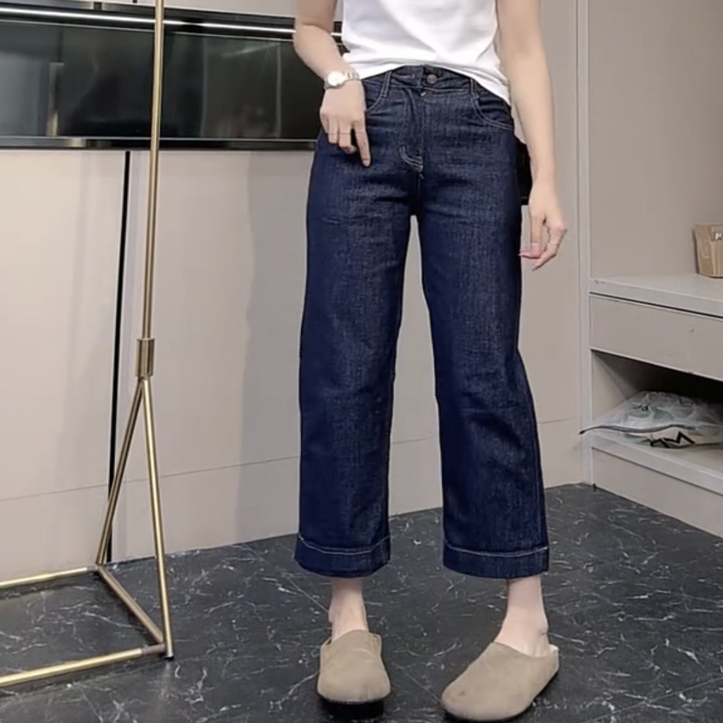 减龄直筒牛仔裤女2025新款秋季显瘦八分烟管裤大码薄款遮肉铅笔裤图片