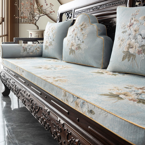 新中式实木沙发坐垫定制四季通用红木垫子套罩海绵罗汉床垫椅垫子