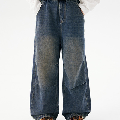 儿童直筒牛仔裤2025秋季复古蓝直筒牛仔裤男女童宽松显瘦休闲