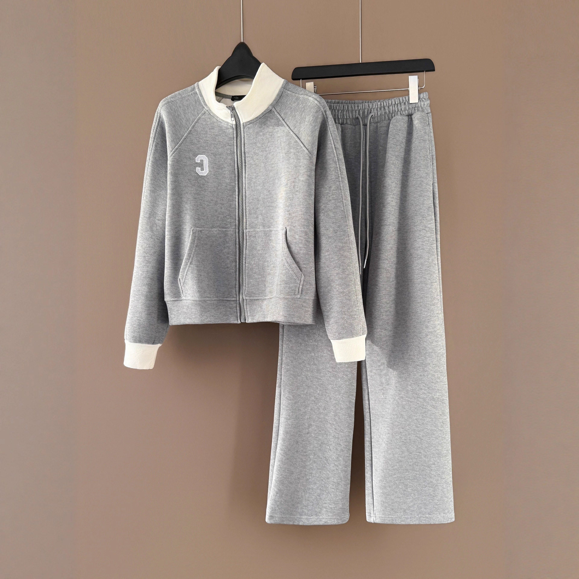 高级感品牌休闲运动套装女秋冬加厚时尚拼接拉链卫衣阔腿裤两件套,女装/女士精品,时尚套装,淘宝优惠券,粉丝福利购,淘宝优惠卷