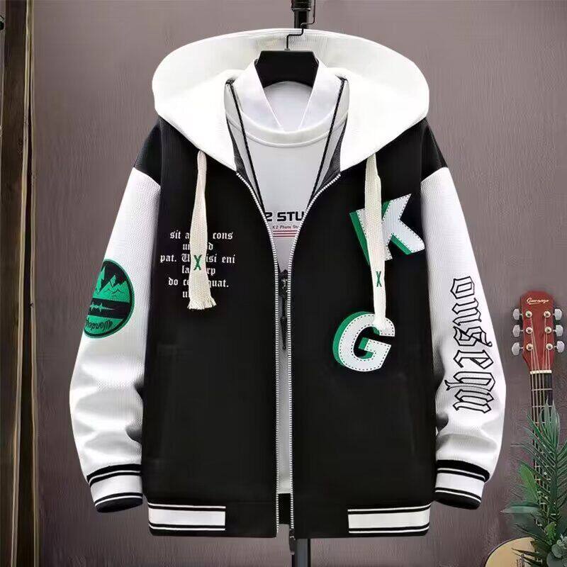 春秋男学生连帽卫衣棒球服潮酷