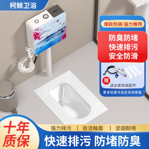 家用陶瓷蹲便器蹲坑式冲水箱整套