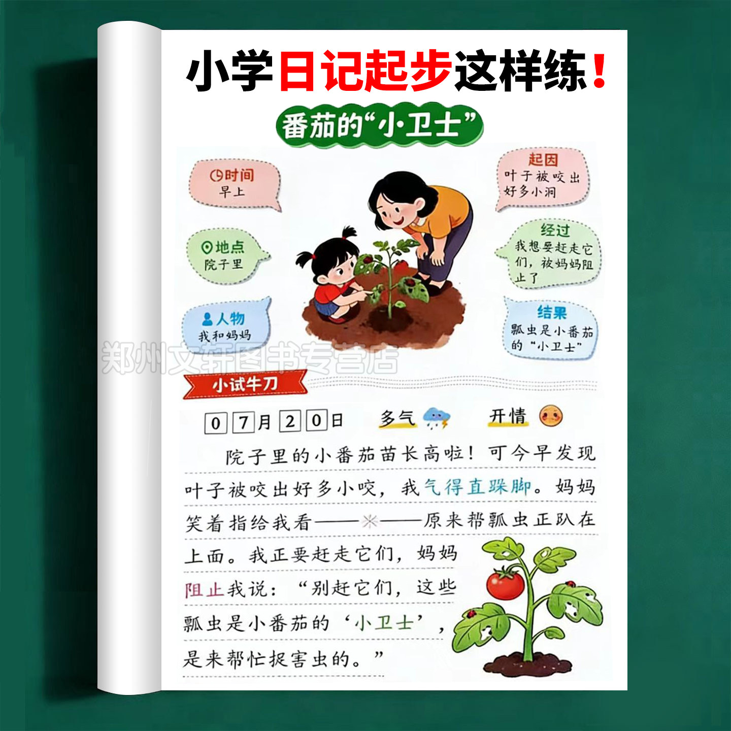 日记起步108篇 看图写话一年级二年级看图说话专项训练上册下册小学语文人教版小学生写作技巧启蒙入门好词好句好段作文素材积累