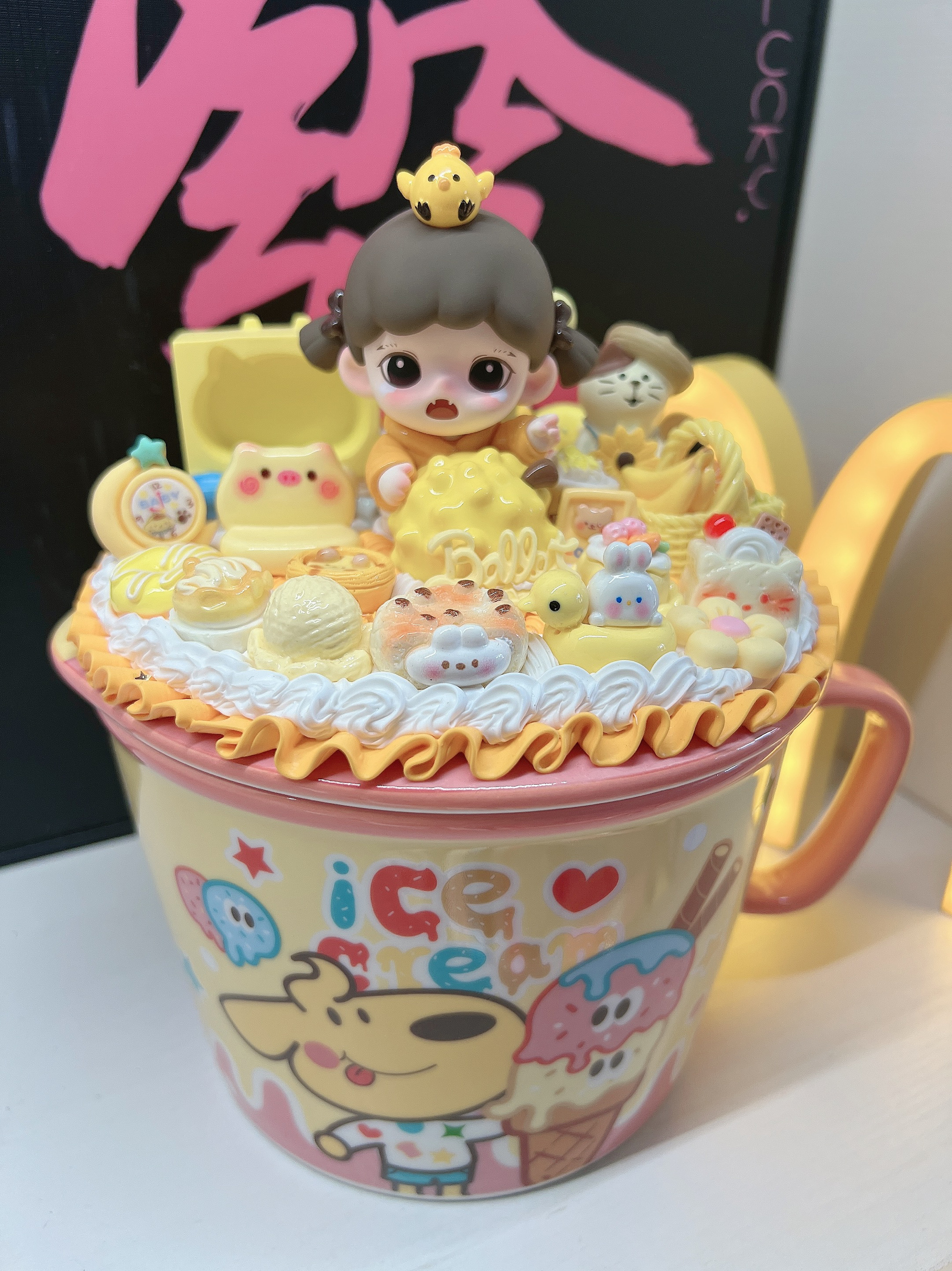 现货正版盲盒水果妹妹榴莲奶油胶泡面碗可爱手工创意闺蜜生日礼物