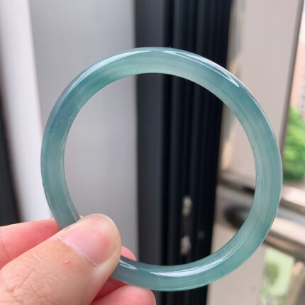 52圈危料a货蓝紫水圆条手镯冰种蓝水手镯送证书天然翡翠男女款