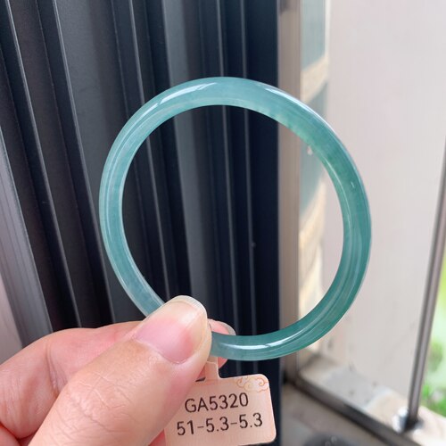 5152天然翡翠a货冰种海蓝之谜叮当镯手镯女友礼物有证书危料手镯