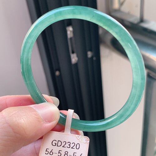 56圈口天然翡翠a货冰蓝飘花圆条手镯有证书平价危料a货老蓝水翡翠