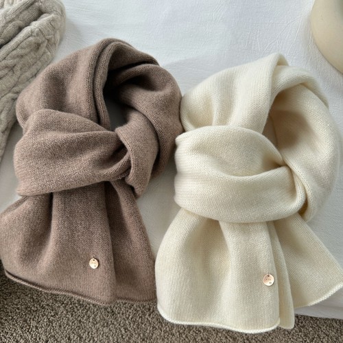 极简风软糯七针100％绵羊毛围巾