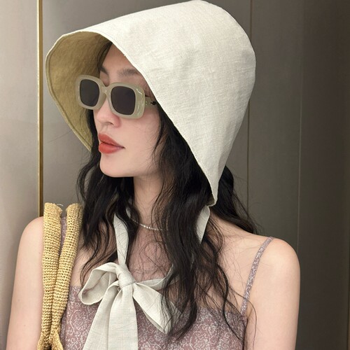 双面可戴汉麻遮阳防晒波奈特帽子