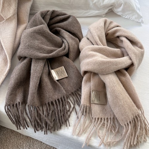冬季温暖燕麦色系100%纯羊毛围巾
