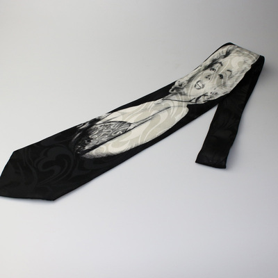 10CM宽版复古休闲欧美文艺范涤丝领带 黑色暗纹款梦露领带礼盒装