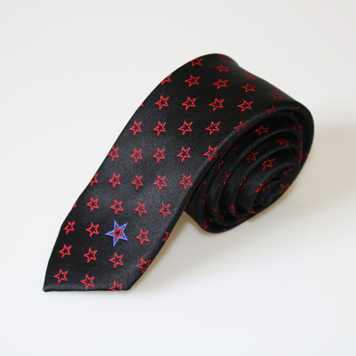 韩版时尚男士潮流桑蚕丝领带5.5cm窄版星星提花图案真丝领带盒装