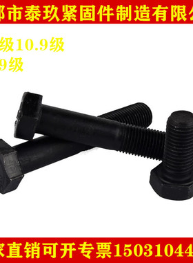 GB5783 12.9级全牙外六角螺丝 全螺纹螺栓黑色定制M42--M56M60M64