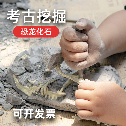 恐龙化石考古挖掘玩具网红儿童寻宝游戏男女孩霸王龙骨架模型套装 - 封面