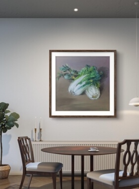 天津新世纪画廊油画定制陶学仕油画白菜尺寸60*60cm字画装裱设计