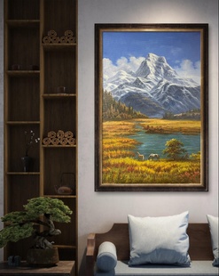 天津鼓楼艺术馆学仕文化周建林竖版 120㎝ 山水风景纯手绘油画80