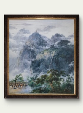 天津新世纪画廊陶学仕油画作品尺寸120*140厘米带框山水画风景画