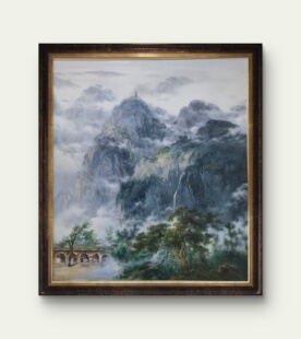 140厘米带框山水画风景画 天津新世纪画廊陶学仕油画作品尺寸120