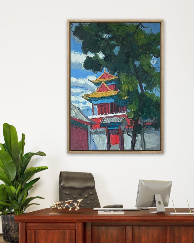 天津鼓楼艺术馆名家油画推荐姜中立作品尺寸60*80写生蓟县盘山