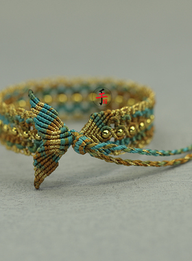 千里江山鱼尾手工编织diy材料包本命年红绳自编情侣礼物手环