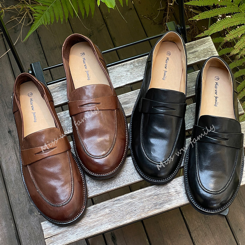 手工鞋马皮水洗复古做旧乐福鞋女秋冬新款英伦风小皮鞋软皮单鞋,女鞋,乐福鞋（豆豆鞋）,淘宝优惠券,粉丝福利购,淘宝优惠卷