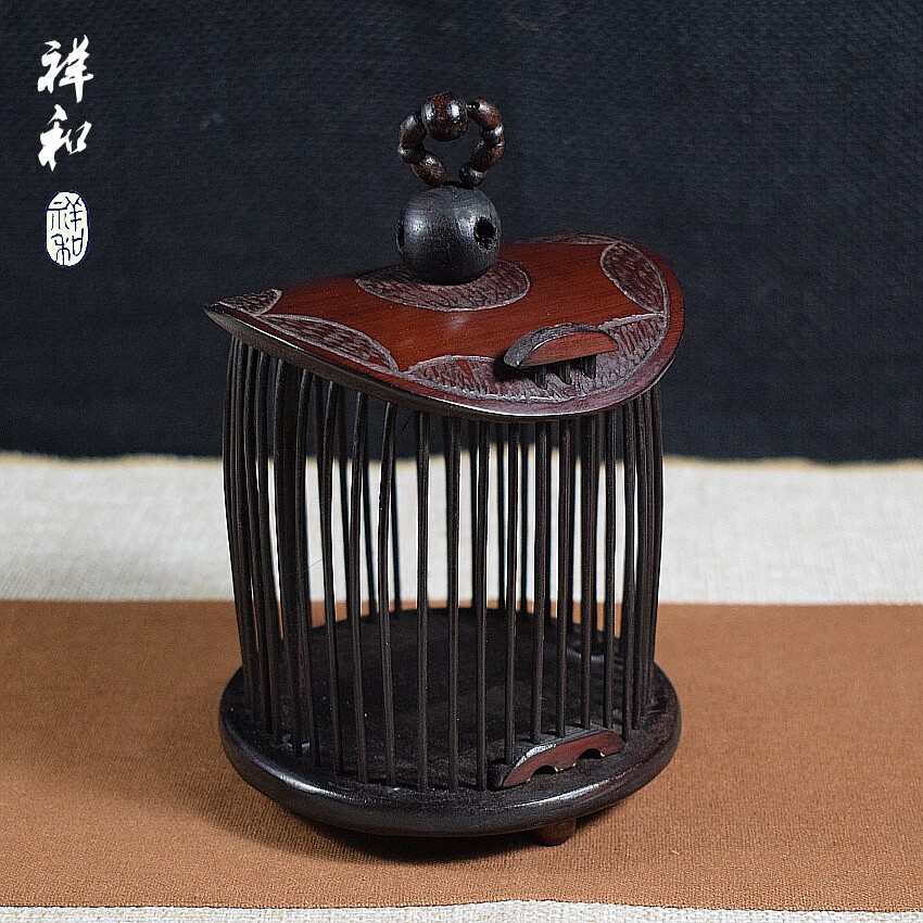 圆形蝈蝈笼子非遗名家陆氏虫具纯手工全竹制罐子艺品仿古国潮雕刻