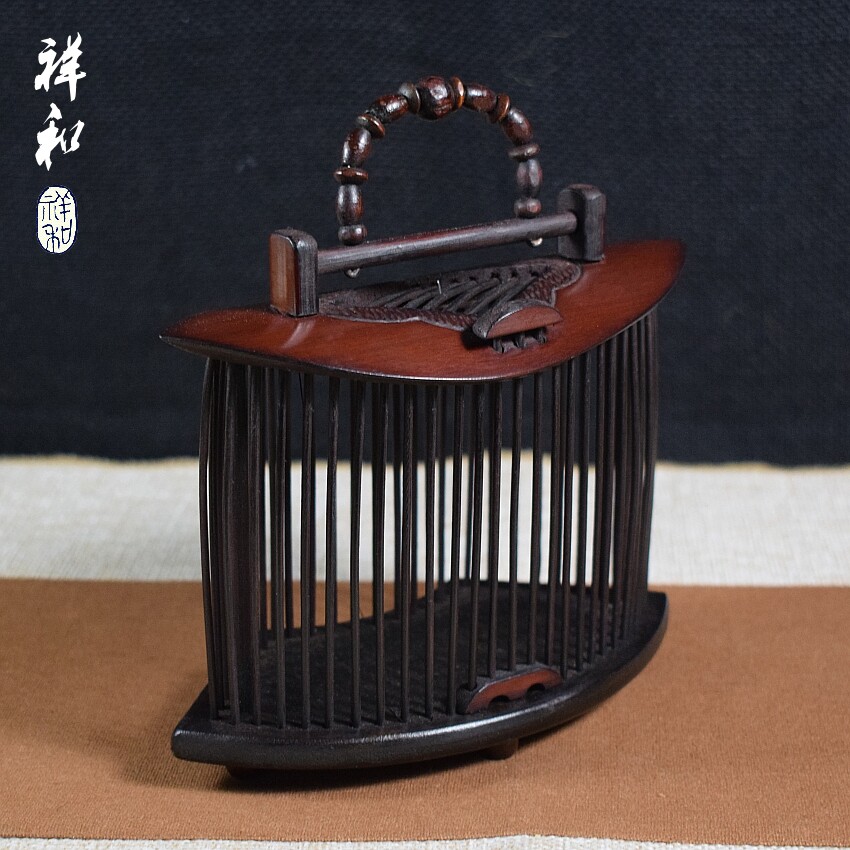 扇形天窗蝈蝈笼非遗名家陆氏虫具纯手工全竹制罐艺品仿古国潮雕刻