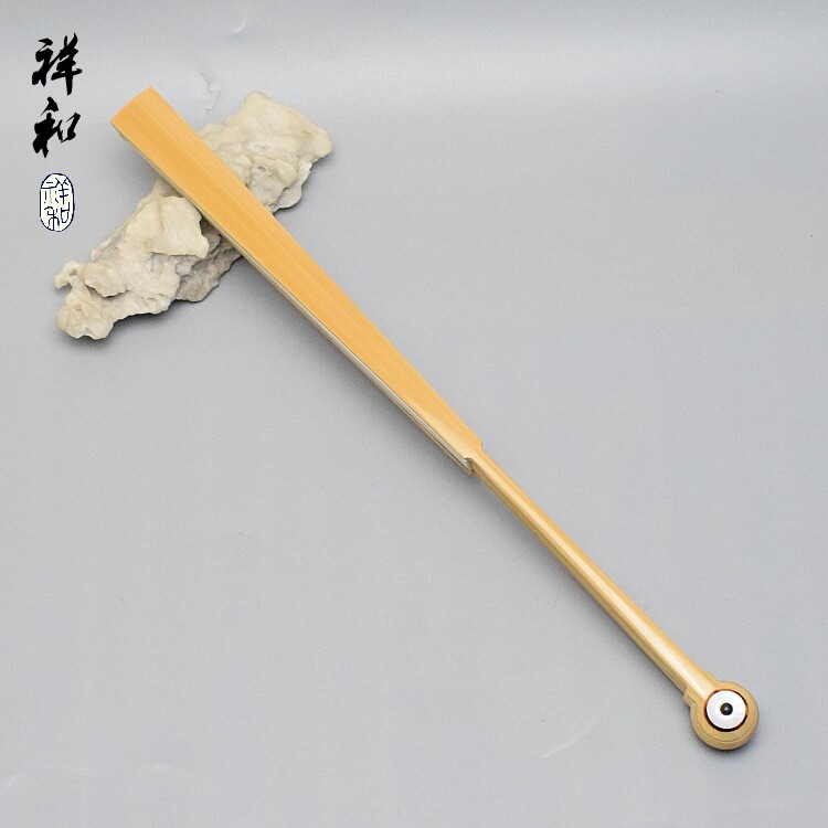 祥和扇坊手工玉竹和尚头文玩折扇