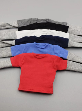 现货1/6兵人偶男装纯棉拼接圆领长袖T恤上衣 适合30CM素体娃娃