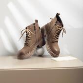 休闲厚底粗跟增高系带圆头马丁靴侧拉链女式 fed 秋冬新款 短靴