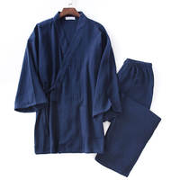 Men in kimono for spring, autumn and summer, kimono cardigan, double-layer gauze crepe, loose tea suit, red zodiac year pajamas thumbnail 4