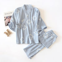 Men in kimono for spring, autumn and summer, kimono cardigan, double-layer gauze crepe, loose tea suit, red zodiac year pajamas thumbnail 6