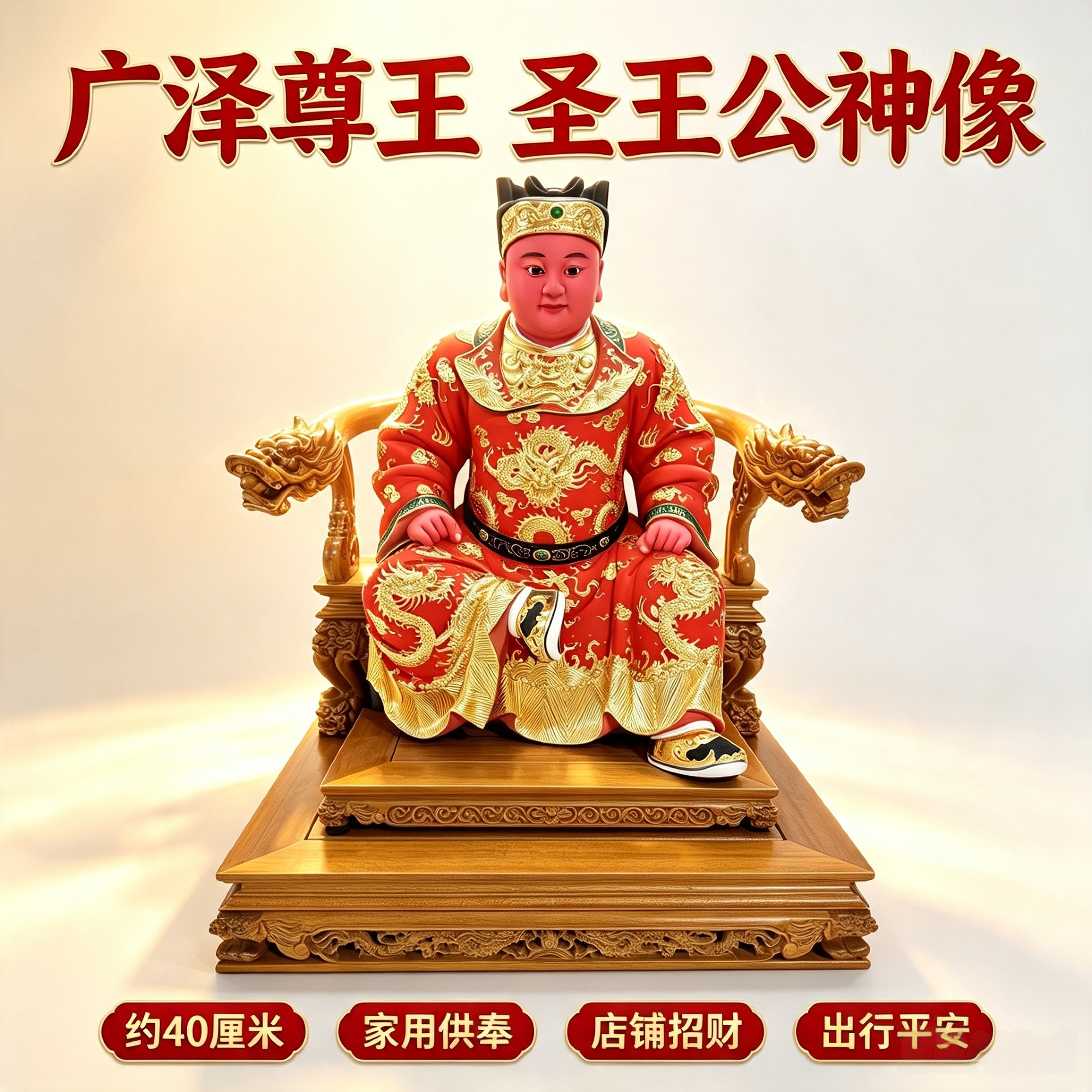 广泽尊王16寸一尺三脱身神像樟木