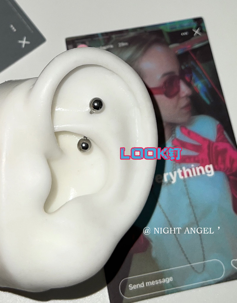 钛钢眉钉眉环弯杆钢色圆球LOOK钉防过敏粗针1.2个性穿刺耳钉唇钉