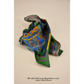 65%绵羊毛35%桑蚕丝／法式 手工双面印同花异色女士小方巾丝巾围巾